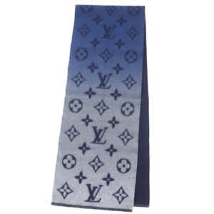 LOUIS VUITTON Scarf M76826 Main: 100% cashmere Gray navy Echarpe Monogram Dawn Toe mens Used | AlmaBagz