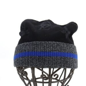 LOUIS VUITTON Knit cap M76574 wool Black gray blue Bonnet Monogram | AlmaBagz