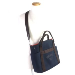 HERMES Tote Bag Main: 62% polyamide, 26% cotton, 12% polyurethane BLUE NAVY/FEU Sucked Pansage Groom mens Used | AlmaBagz