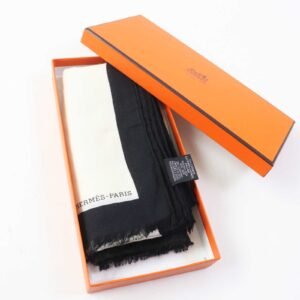 HERMES shawl cashmere Multi (Ivory Black Khaki) | AlmaBagz