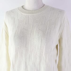 HERMES knit 4E2611D3 wool blanc naturel Small Fit Long Sleeve Knit 38 | AlmaBagz
