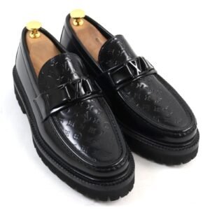 LOUIS VUITTON loafers leather black Major Line 6 | AlmaBagz
