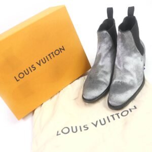 LOUIS VUITTON Ankle boots Main: Leather, Harako fur Silver mens 7.5 Used | AlmaBagz