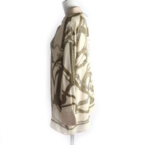 HERMES Long sleeve shirt silk Beige brown 34 | AlmaBagz