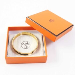 HERMES Bangle leather Black gold Olympe | AlmaBagz