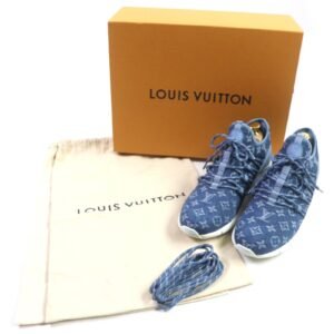 LOUIS VUITTON Low cut sneakers Monogram denim blue Fast lane line 6.5 | AlmaBagz