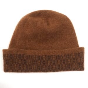 HERMES Knit cap cashmere Brown | AlmaBagz