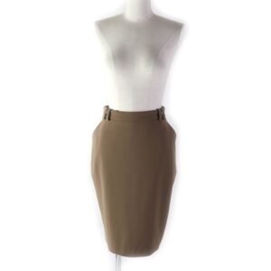 HERMES Tight Skirt wool Brown 34 | AlmaBagz