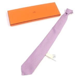 HERMES tie 606134 silk Pink light blue | AlmaBagz