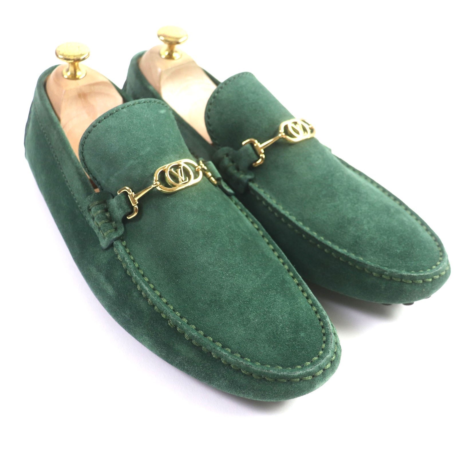 LOUIS VUITTON loafers Suede green Porto Vecchio Line 6 | AlmaBagz
