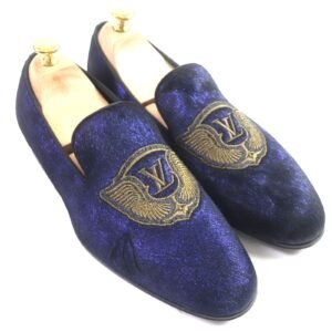 LOUIS VUITTON loafers Velor Navy Auteuil Line Embroidered slip-ons 6 | AlmaBagz