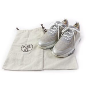 HERMES sneakers knit Grey Silver Gold ADDICT 35 | AlmaBagz