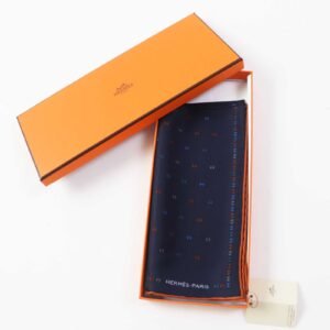 HERMES handkerchief 100% silk Navy H Tonneau Multicolor | AlmaBagz