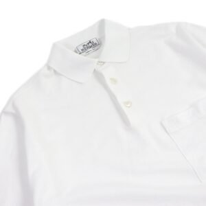 HERMES Short sleeve polo shirt cotton white S | AlmaBagz