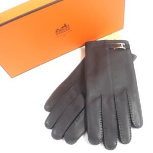 HERMES gloves Lamb leather Dark brown 8 | AlmaBagz