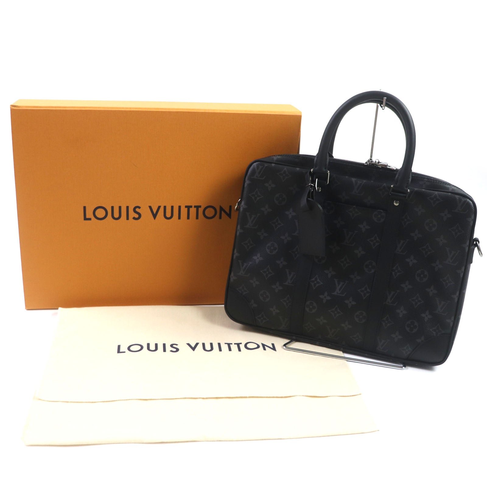 LOUIS VUITTON Briefcase M46457 Monogram Eclipse canvas Black Gray Monogram Eclipse Porte Documan Voyagej | AlmaBagz