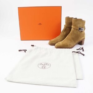 HERMES short boots Provence Brown beige French 50 38 | AlmaBagz