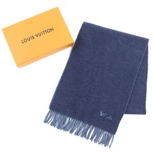 LOUIS VUITTON Scarf M79099 Main: 100% cashmere blue Muffler Dual mens Used | AlmaBagz