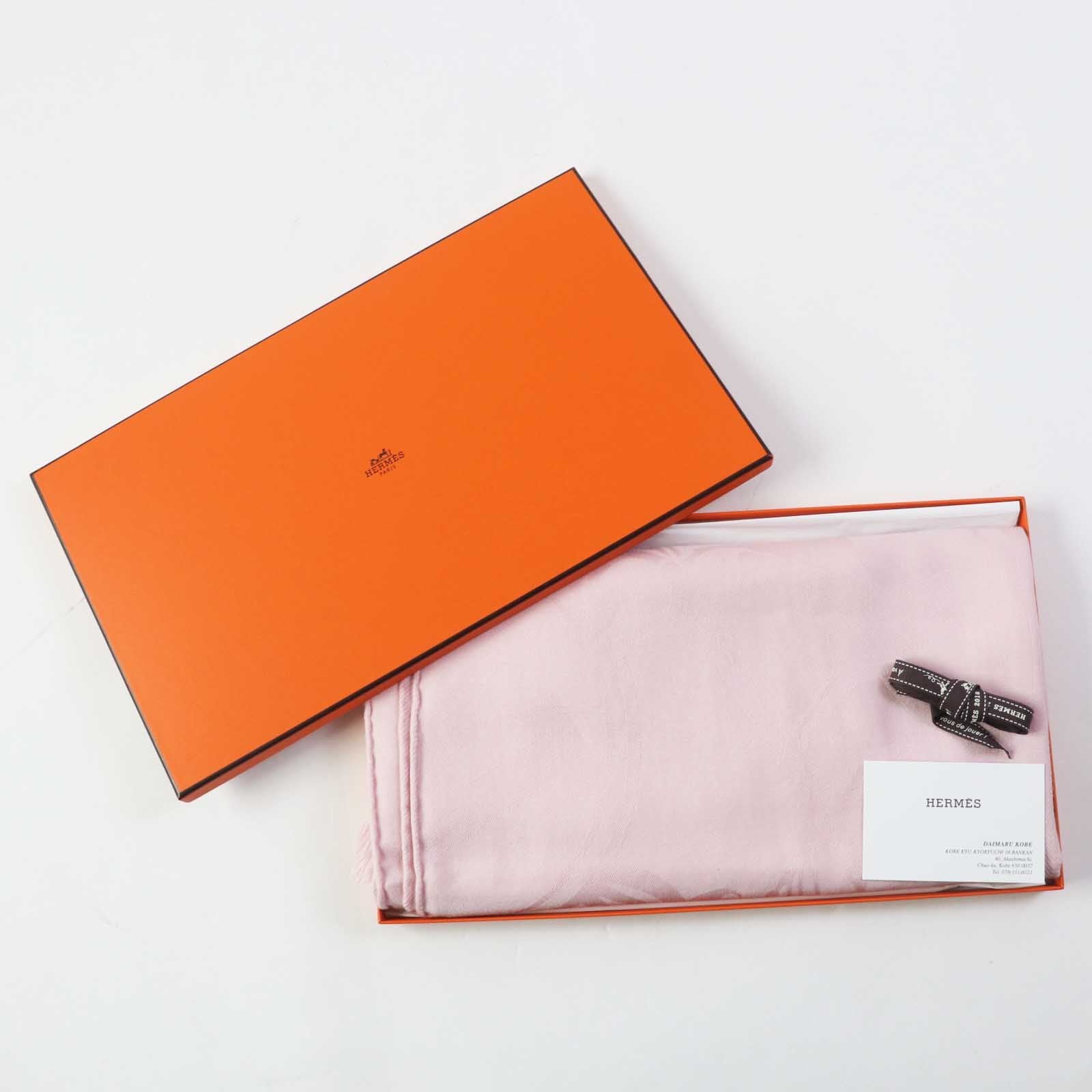HERMES shawl cashmere Rose Petal (baby pink) Etoile New Libris | AlmaBagz