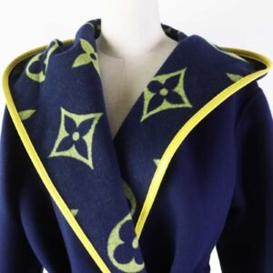 LOUIS VUITTON coat FJC022NUV wool Navy yellow Giant Monogram 36 | AlmaBagz