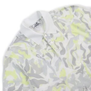 HERMES Short sleeve polo shirt cotton Gray yellow Puzzle Vegetal XL | AlmaBagz