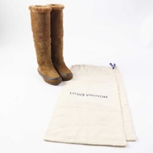 LOUIS VUITTON Knee-high boots Mouton Brown Snowball line 38 | AlmaBagz