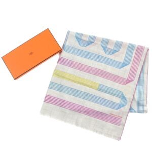 HERMES Stall 563068S 02 cashmere Multicolor, Gris Chine/Cyclamen Les Rubans d'Hermes Hermes ribbons | AlmaBagz