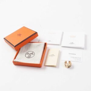 HERMES Earring Exotic Leather Gold Plated etupe gold Olympe PM | AlmaBagz