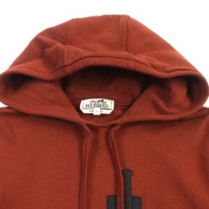 HERMES pullover cotton Red brown Sport capsule hooded sweater XS | AlmaBagz