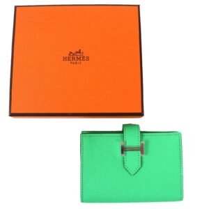 HERMES name card holder Chevre Misol Green , Vert Comics Bean mini | AlmaBagz