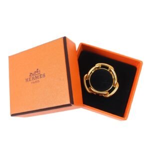 HERMES Scarf ring Gold Plated gold Lucade Chene Dunkle Gold Plated | AlmaBagz