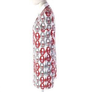 HERMES one piece cotton White Red Gray Navy BOUCLERIE MODERNE JERSEY Modern buckle 34 | AlmaBagz