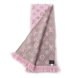 LOUIS VUITTON Scarf M70466 Main: 95% wool, Main: 3% silk, Main: 2% polyester Rose valerine Escalp Logo Mania Shine Women Used | AlmaBagz