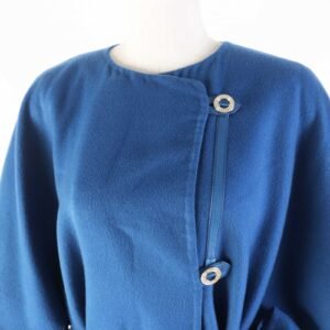 HERMES coat 2E0136DG Main: 100% cashmere, Leather: Sheepskin blue Women 38 Used | AlmaBagz