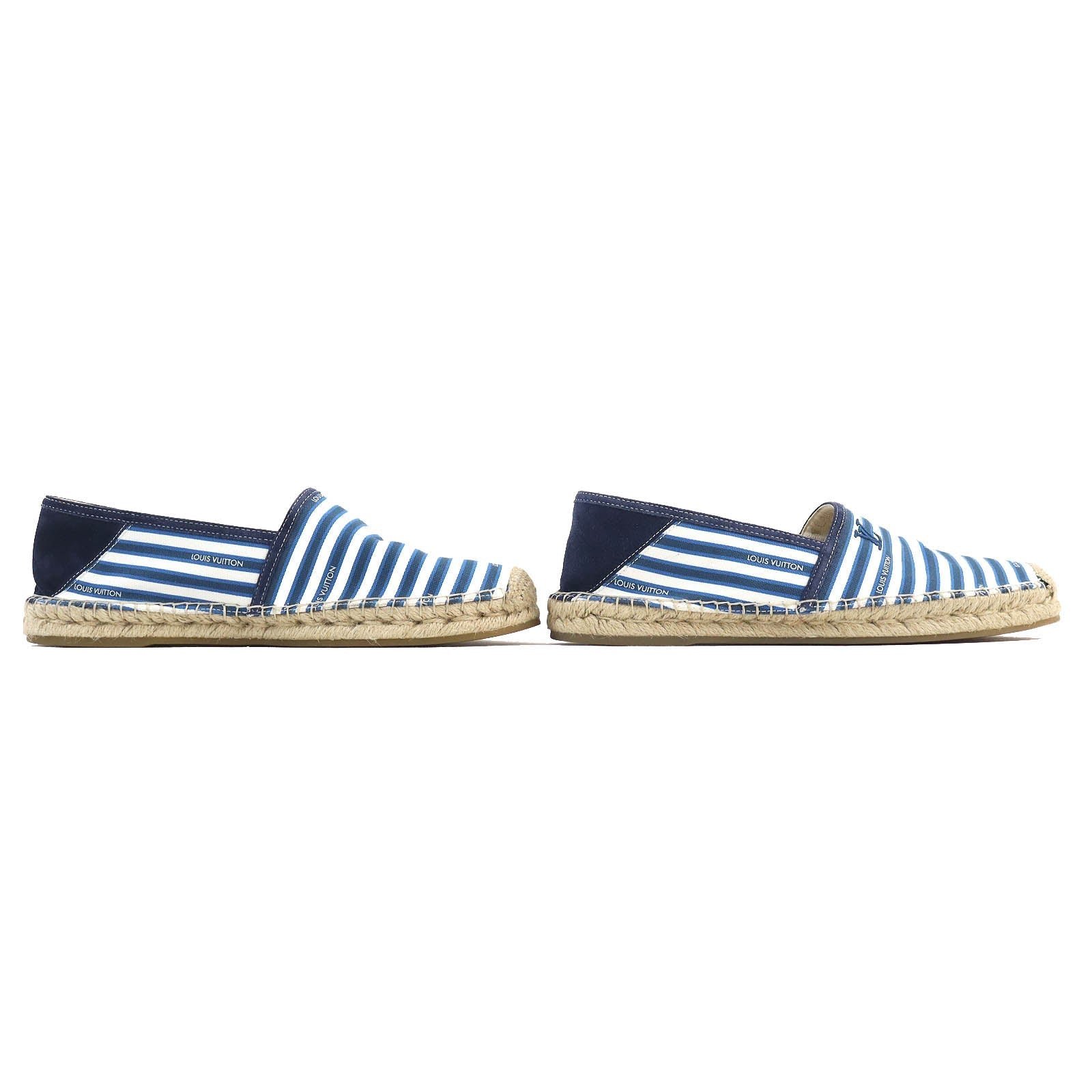 LOUIS VUITTON Slip-on Canvas, Rubber Blue white Border LV logo embroidery Espadrille 8 | AlmaBagz - Image 2