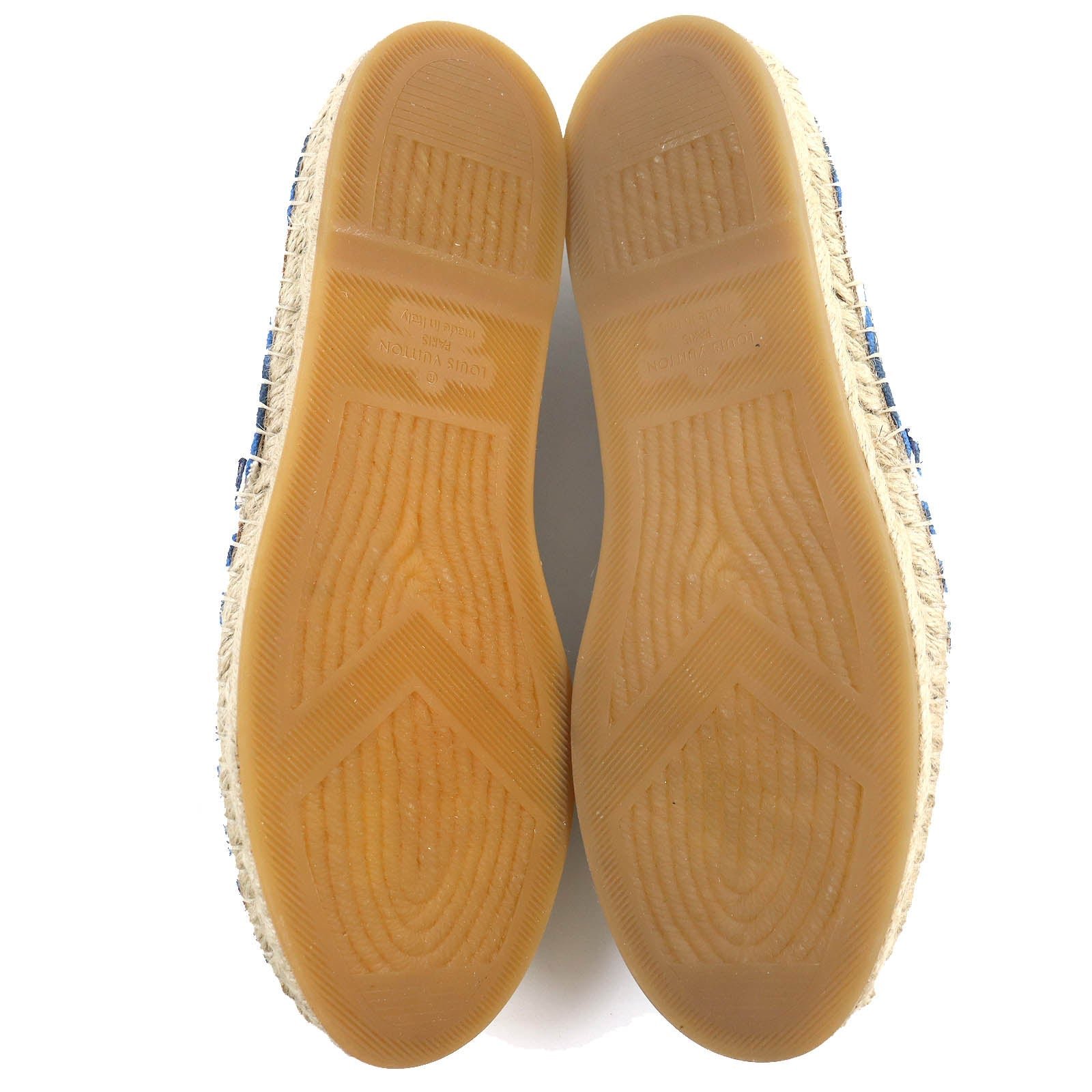 LOUIS VUITTON Slip-on Canvas, Rubber Blue white Border LV logo embroidery Espadrille 8 | AlmaBagz - Image 7