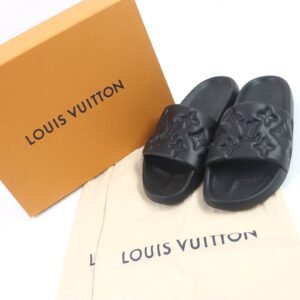 LOUIS VUITTON Sandals 1A9FKI Main: Rubber black Waterfront Line mens 10 Used | AlmaBagz