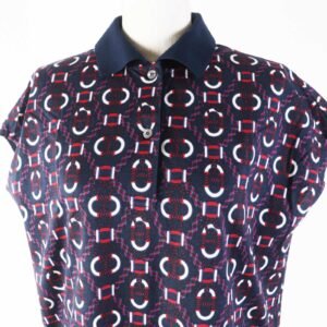 HERMES one piece 3E4512DB cotton Navy red white Canoe 34 | AlmaBagz