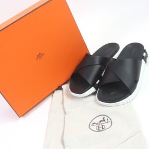 HERMES Sandals Nappa leather black infrastructure 43 | AlmaBagz