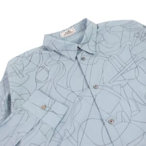 HERMES Long sleeve shirt cotton Ciel Couvel Selles en Fragments Finesse 44 | AlmaBagz