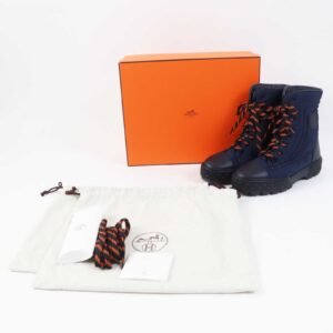 HERMES short boots Leather Parachute Fabric Marin fresh 39 | AlmaBagz