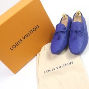 LOUIS VUITTON loafers 1AAQ02 leather blue Driver Line 7 1/2 | AlmaBagz