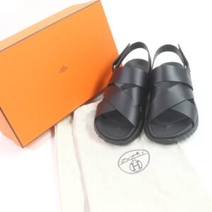 HERMES Sandals H222860ZH01430 leather black Electric 42 | AlmaBagz