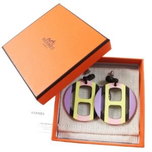 HERMES Pierce Buffalo horn Multi H Equipe Earrings | AlmaBagz