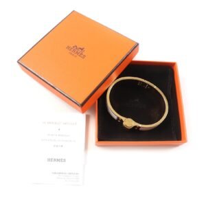 HERMES Bangle Gold Plated White gold Charniere | AlmaBagz