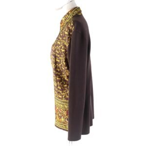 HERMES tops silk Dark Brown Yellow S | AlmaBagz