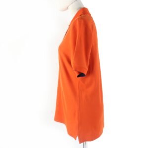 HERMES Short sleeve polo shirt H800270E cotton Orange Double Joux XL | AlmaBagz