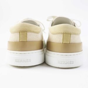 HERMES sneakers 222189Z Suede leather Beige white DEEP 38.5 | AlmaBagz