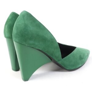 HERMES pumps 222283Z Suede leather green 37 | AlmaBagz