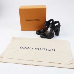 LOUIS VUITTON Sandals Main: Leather, Monogram canvas black Star trail line Women 38 Used | AlmaBagz